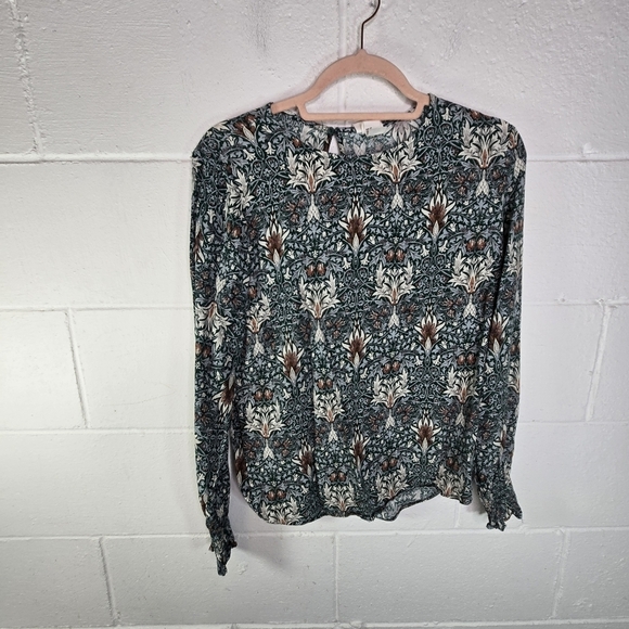 Morris & Co X H&M Art Nouveau Floral Print Long Sleeve Blouse - Picture 11 of 11